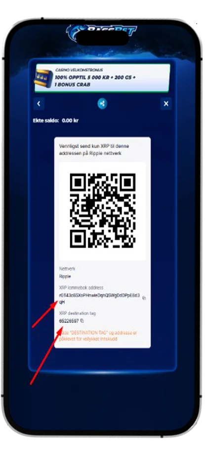 Send XRP fra din lommebok.