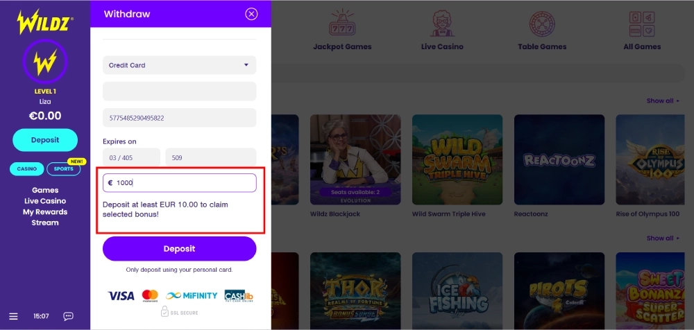 Angi ønsket uttaksbeløp