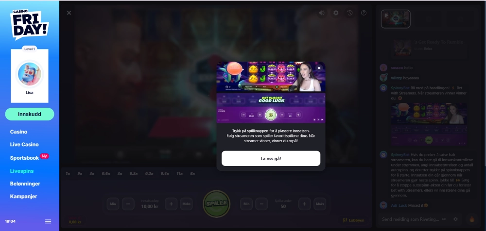 Åpne LiveSpin-ikonet