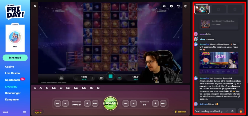 Innebygd chat med emojier
