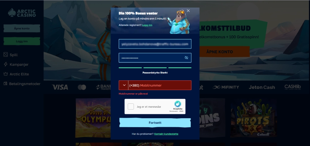 Oppgi ditt mobilnummer
