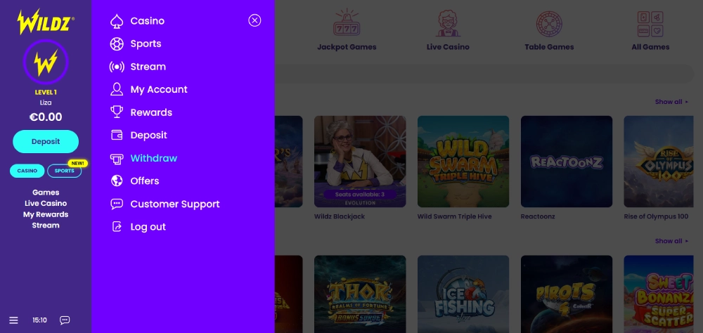 Se etter og velg Uttak fra menyen