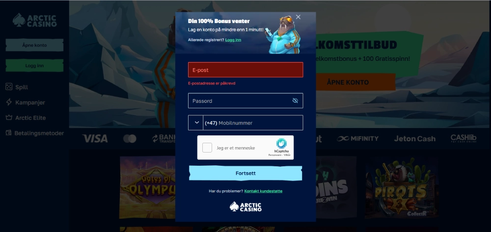 Skriv inn din e-post