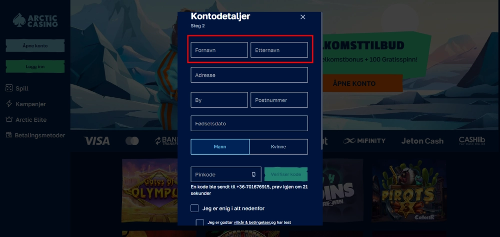 Skriv inn ditt fornavn og etternavn