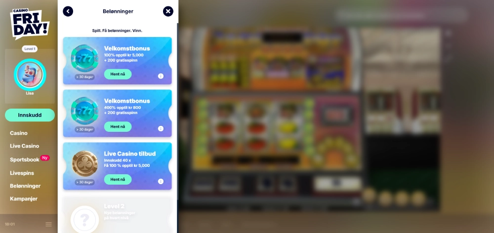 ligger gratisspinnene klare under Belønninger