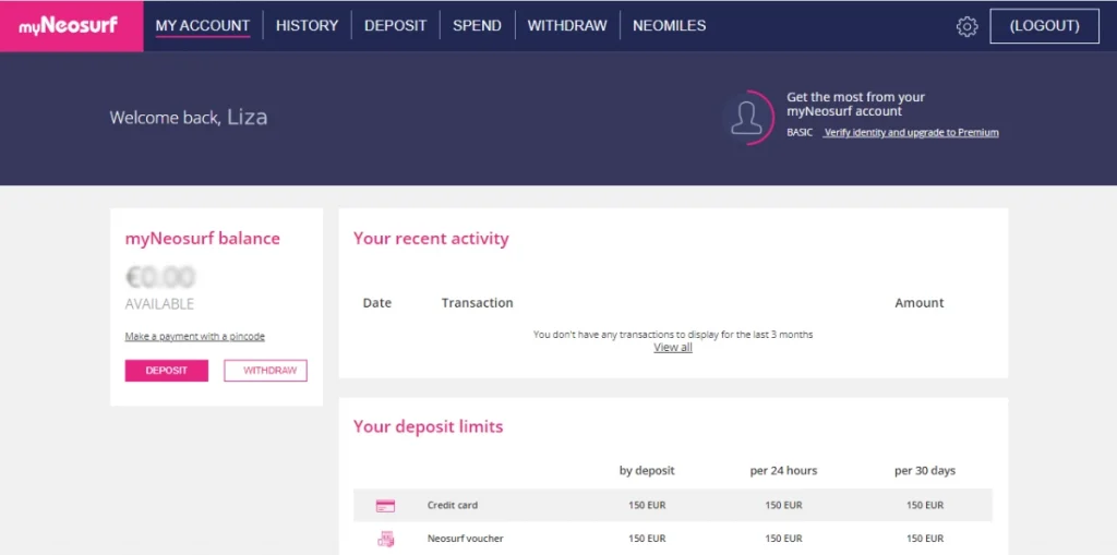 Uttak fra Neosurf Casino