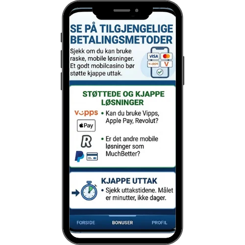 Se på tilgjengelige betalingsmetoder